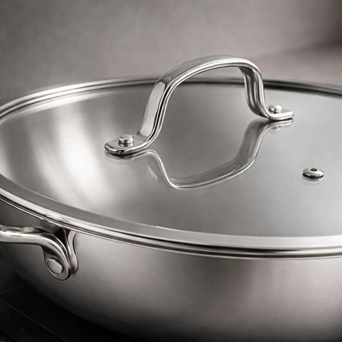 Splendor Triply Stainless Steel Kadai With Lid Dia28Cm -Chrome