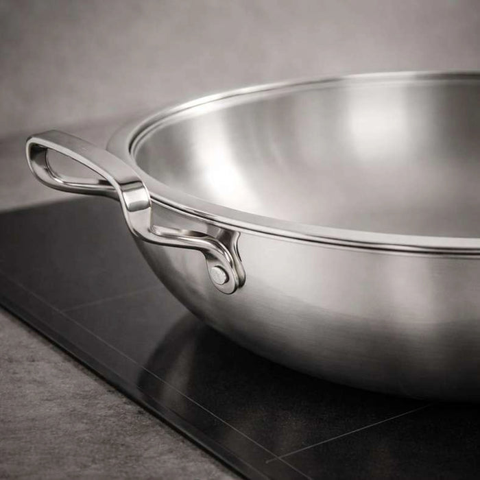 Splendor Triply Stainless Steel Kadai With Lid Dia28Cm -Chrome