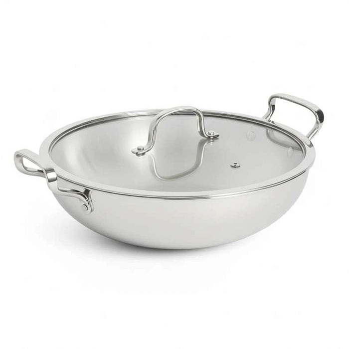 Splendor Triply Stainless Steel Kadai With Lid Dia28Cm -Chrome