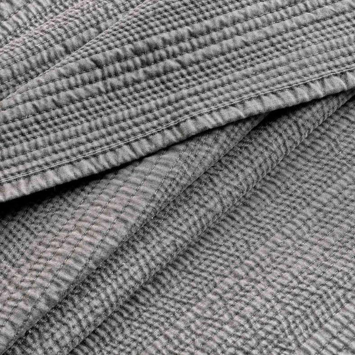 Spruce 3-Piece Stonewashed Stripe Bedspread Set 220X240Cm - Charcoal