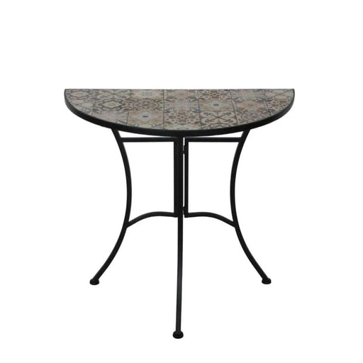 Srezza Side Table Half Moon Mosaic Tile - Black PAN HOME