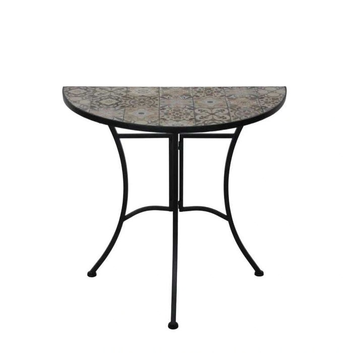 Srezza Side Table Half Moon Mosaic Tile - Black