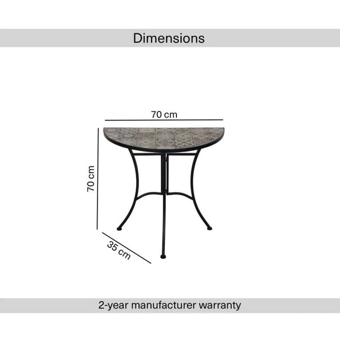 Srezza Side Table Half Moon Mosaic Tile - Black