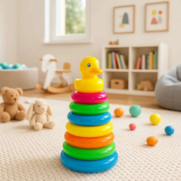 Stacking Multicolor 7 Rings Baby Toy- Multi