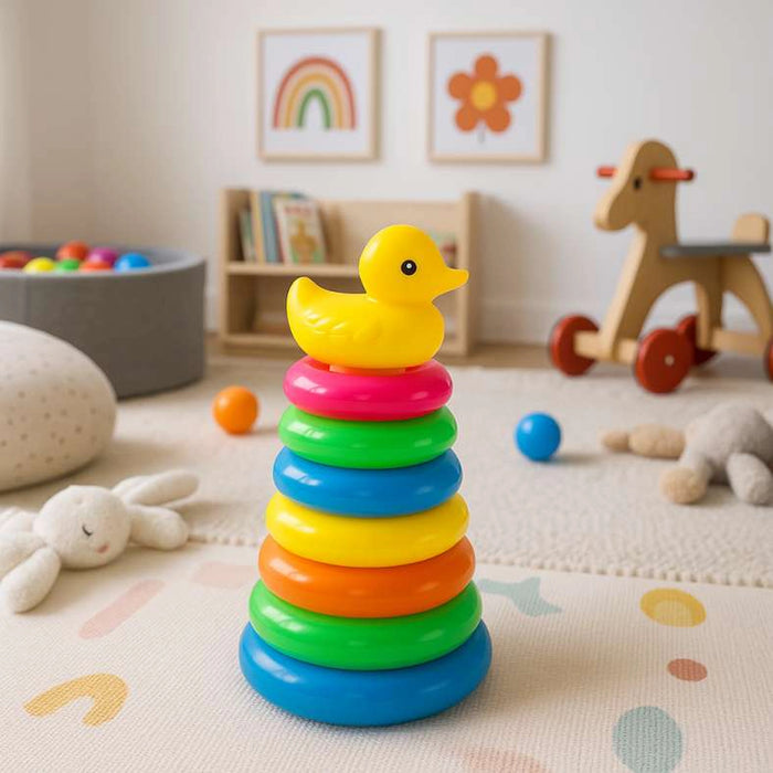 Stacking Multicolor 7 Rings Baby Toy- Multi