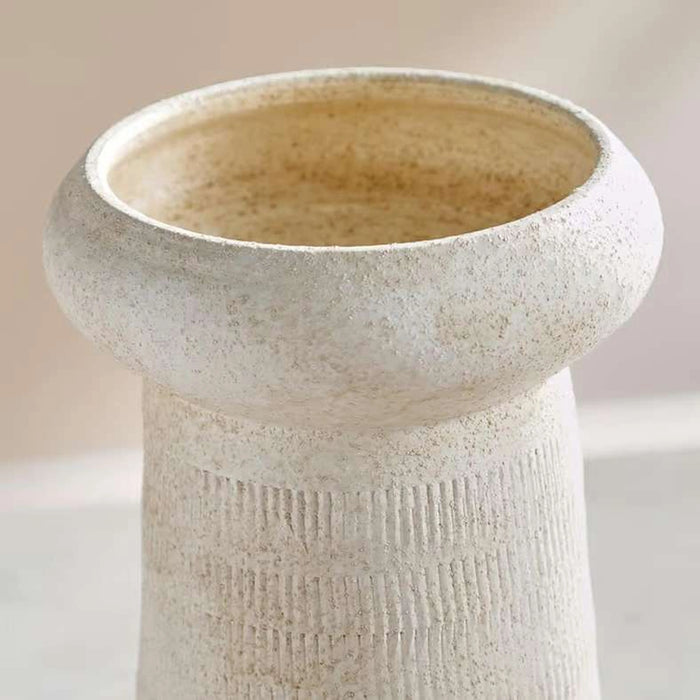 Stan Ceramic Footed Vase 18X18X24.5Cm - Beige