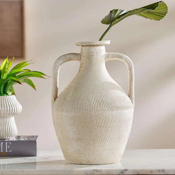 Stan Ceramic Vase With Two Handles 21.5X21.5X31.5Cm - Beige