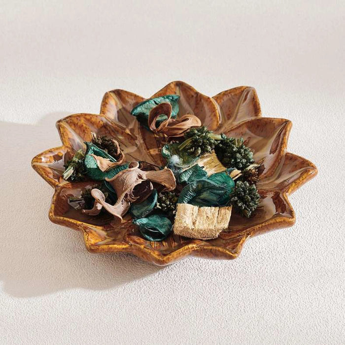 Stan Flower Design Ceramic Decor Plate 15.3X14.5X2.8Cm - Brown