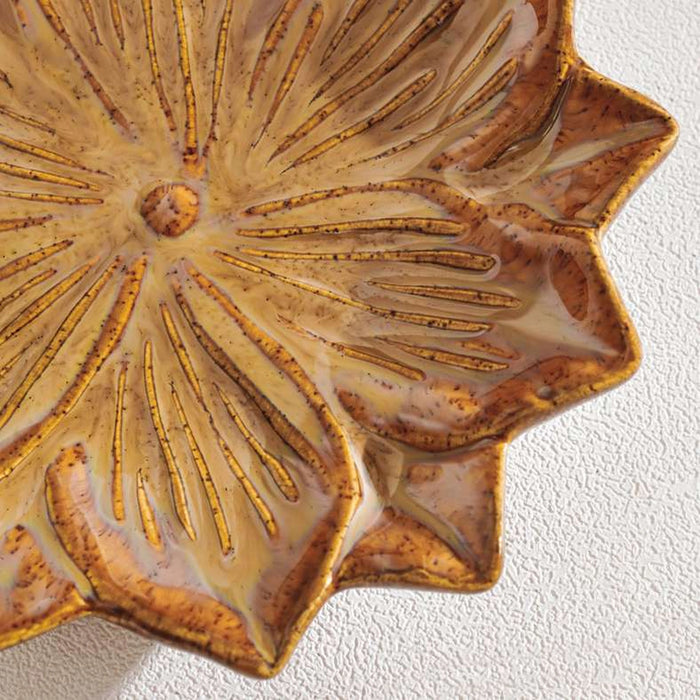 Stan Flower Design Ceramic Decor Plate 15.3X14.5X2.8Cm - Brown