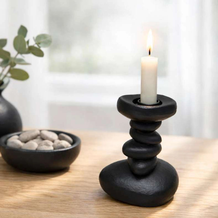 Stan Metal Taper Candle Holder 13X10X18Cm - Black