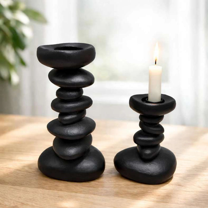 Stan Metal Taper Candle Holder 13X10X18Cm - Black