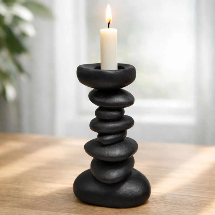 Stan Metal Taper Candle Holder 13X10X25Cm - Black
