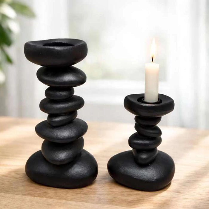 Stan Metal Taper Candle Holder 13X10X25Cm - Black