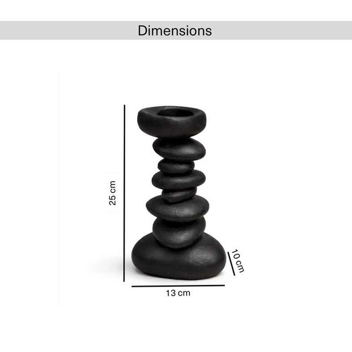 Stan Metal Taper Candle Holder 13X10X25Cm - Black
