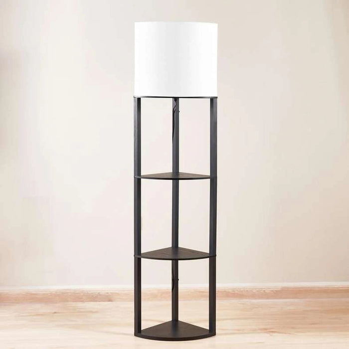 Standford E27 Wooden Shelf Floor Lamp Dia 30X155Cm - Black