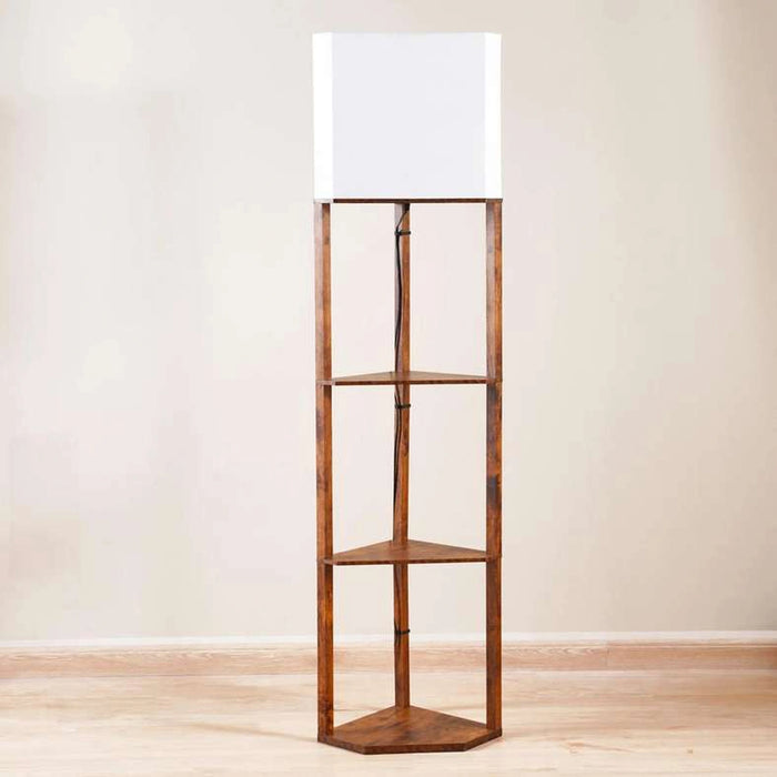 Standford E27 Wooden Shelf Floor Lamp Dia 30X159Cm - Brown