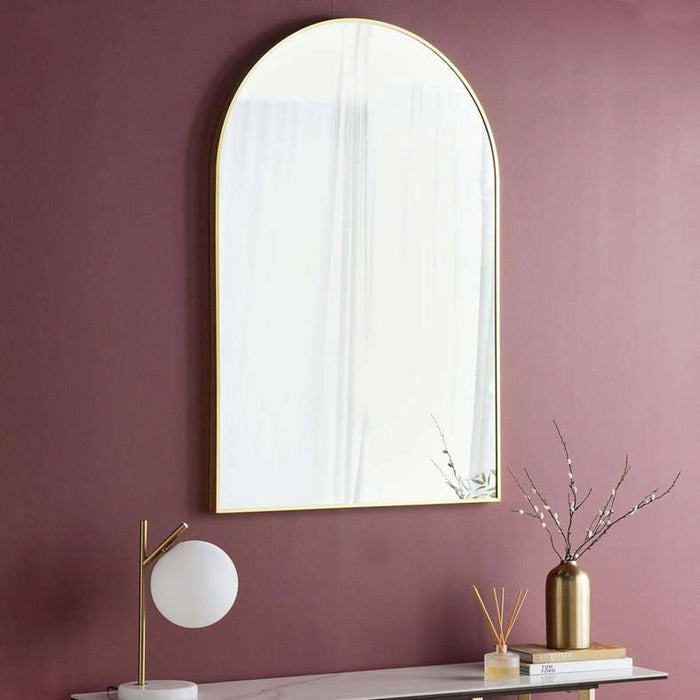 Stanley Metal Arch Wall Mirror 80X120Cm - Gold