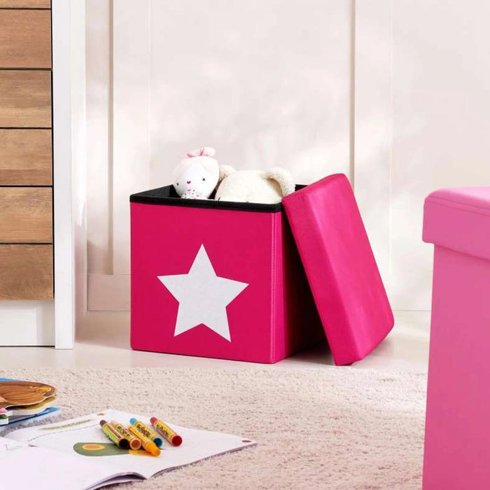 Star Kid Foldable Storage Ottoman 30X30X30 Cm -Red