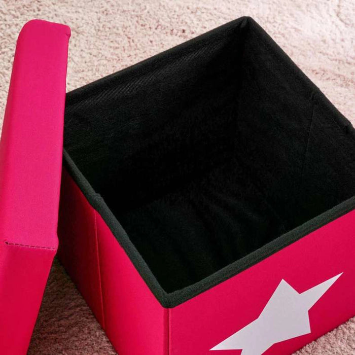 Star Kid Foldable Storage Ottoman 30X30X30 Cm -Red