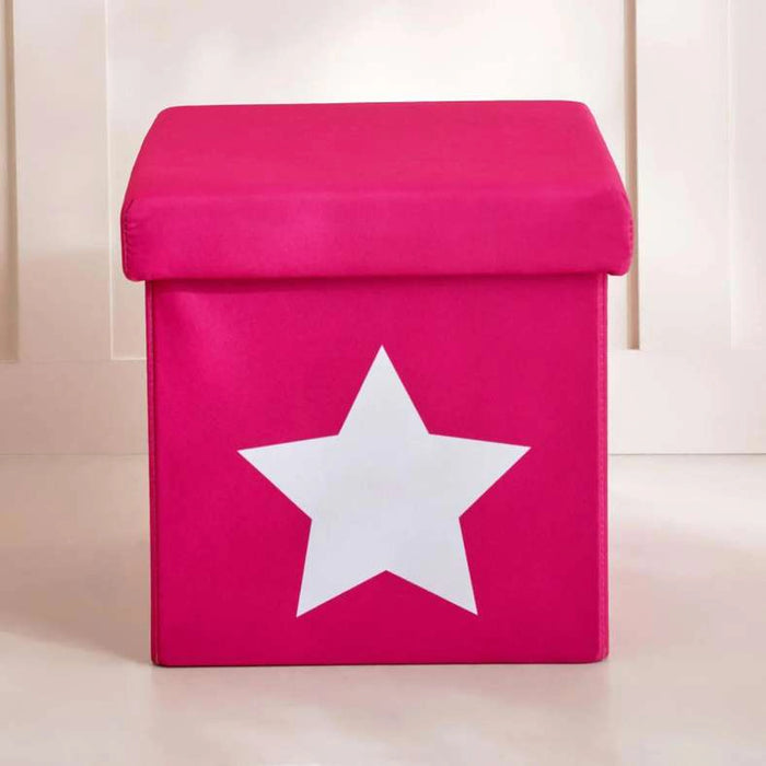 Star Kid Foldable Storage Ottoman 30X30X30 Cm -Red