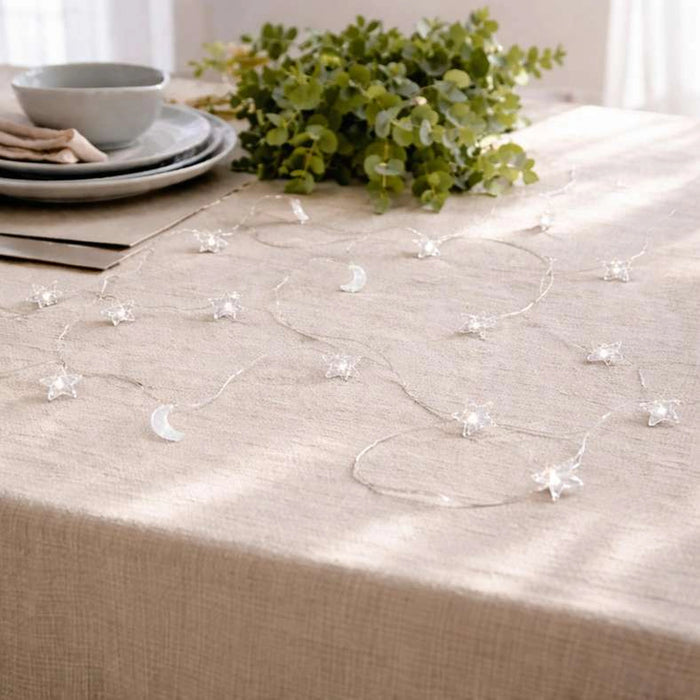 Star & Moon Outdoor String Light Ip44 Waterproof 3Xaa Battery With Light Mode Option 5M - White