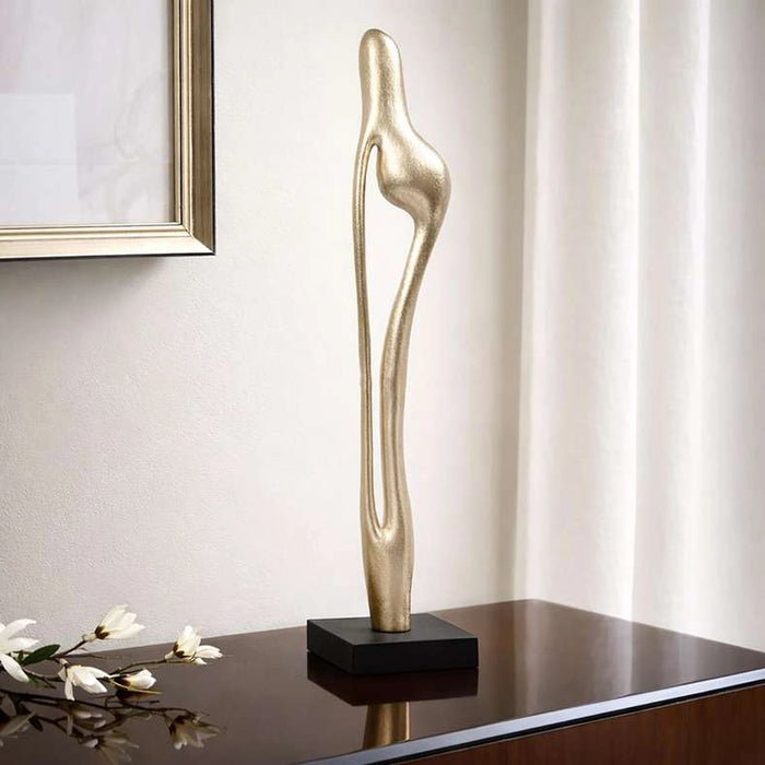 Stark Metal Abstract Leaf Sculpture 18X18X120Cm - Gold