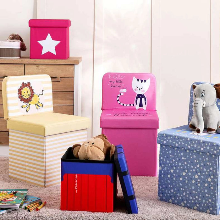 Starry Night Foldable Storage Chair -38X38X63Cm-Blue