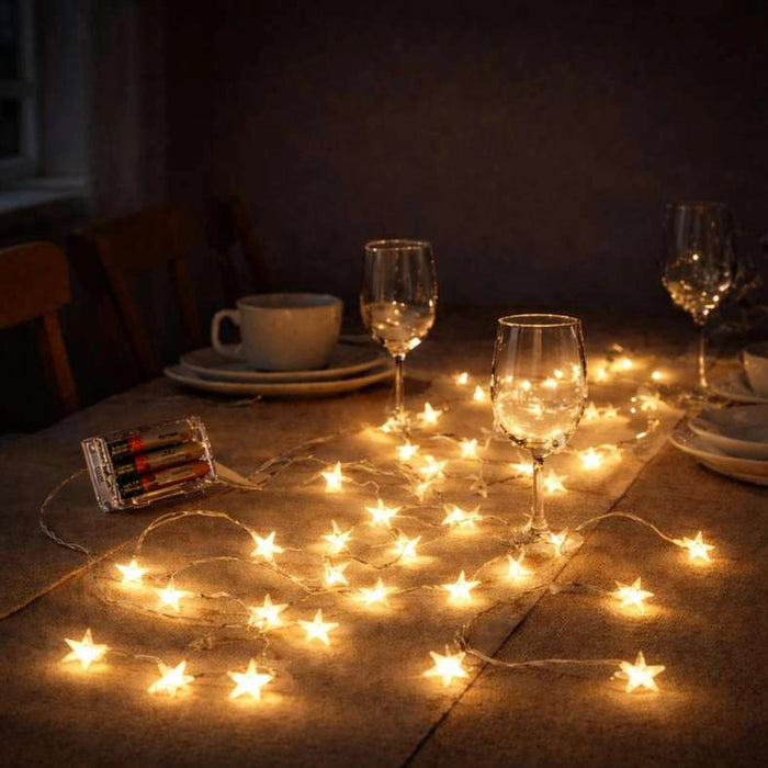 Starry Night Outdoor String Light Ip44 Waterproof 3Xaa Battery With Light Mode Option 5M - White