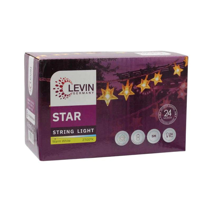 Starry Night Outdoor String Light Ip44 Waterproof 3Xaa Battery With Light Mode Option 5M - White