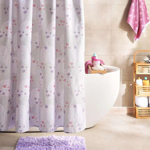 Stars And Hearts Shower Curtain 180X180Cm - Pink PAN HOME