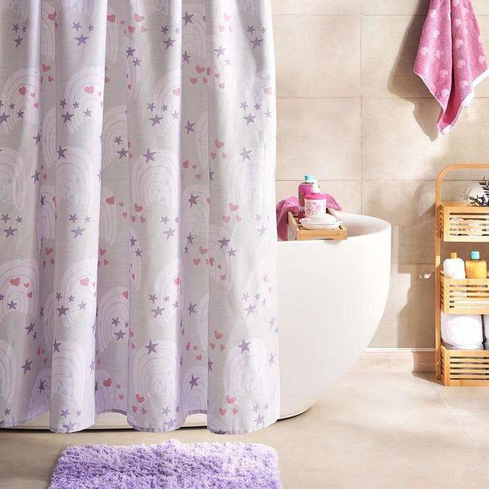 Stars And Hearts Shower Curtain 180X180Cm - Pink