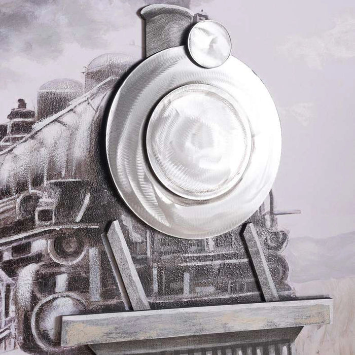Steam Locomotive 3D Canvas Wall Art 150X100Cm - Grey