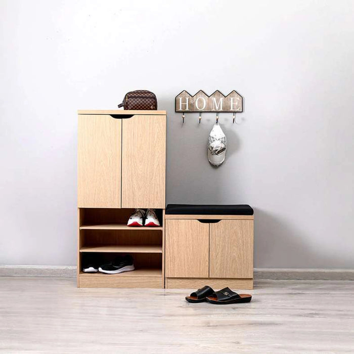 Stens Shoe Rack 24 Pairs With Bench - Natural