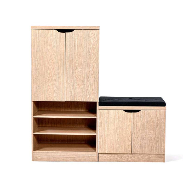 Stens Shoe Rack 24 Pairs With Bench - Natural