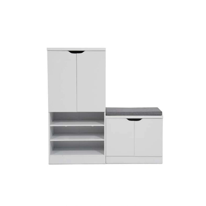 Stens Shoe Rack 24 Pairs With Bench - White