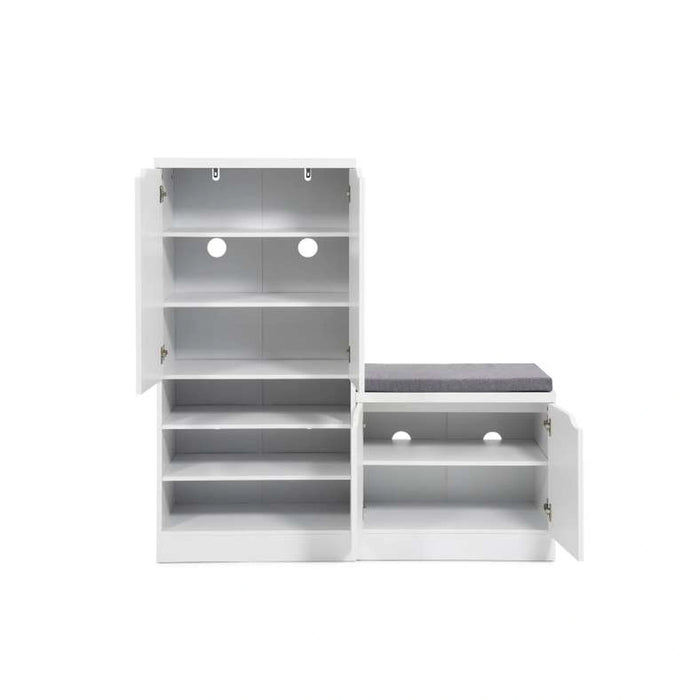 Stens Shoe Rack 24 Pairs With Bench - White