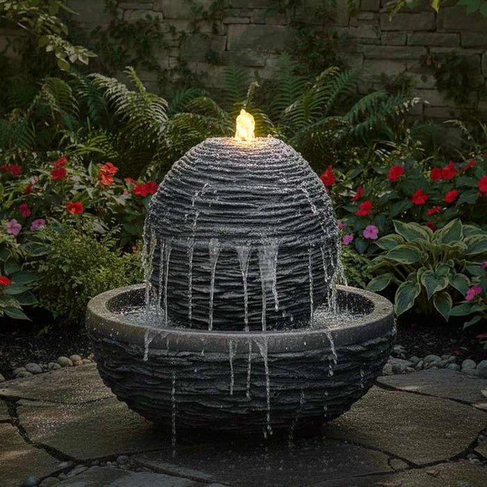 Sterling Grc Round Fountain With 10 Meter Wire 36X36X33Cm - Dark Grey