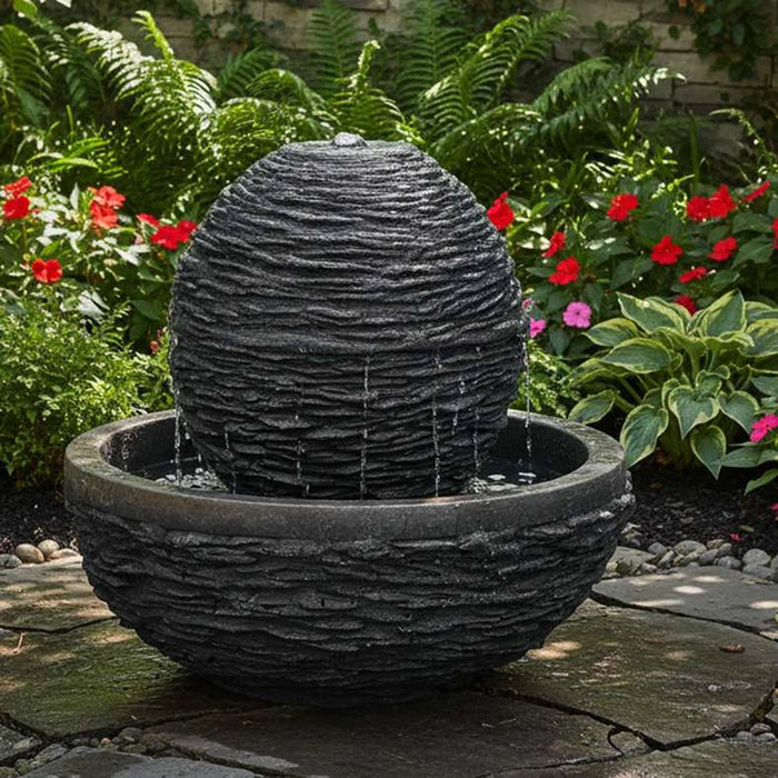 Sterling Grc Round Fountain With 10 Meter Wire And Stone Ball 43X43X39Cm - Dark Grey
