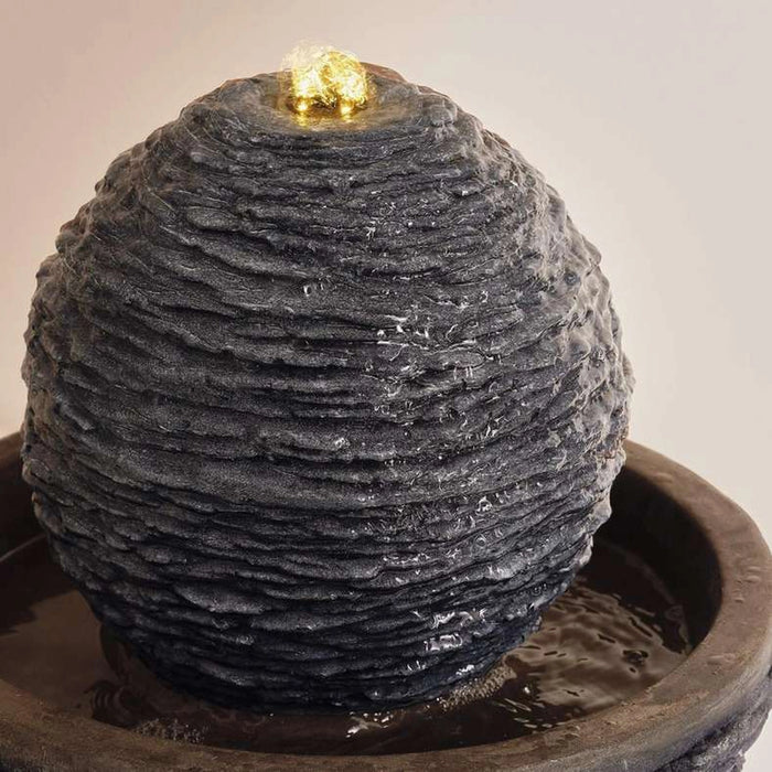 Sterling Grc Round Fountain With 10 Meter Wire And Stone Ball 43X43X39Cm - Dark Grey