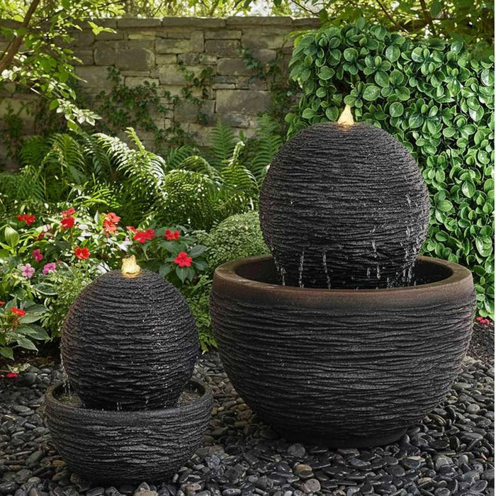 Sterling Grc Round Fountain With 10 Meter Wire And Stone Ball 43X43X39Cm - Dark Grey
