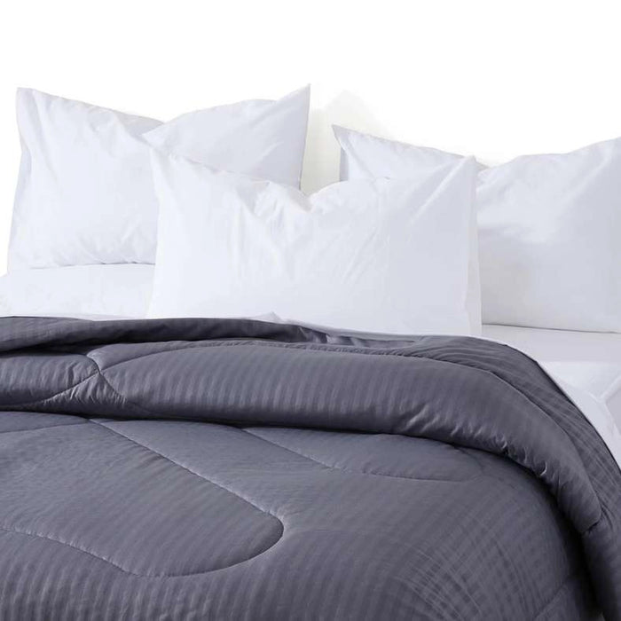 Stria Microfiber Satin Stripe Comforter 150X220Cm - Charcoal