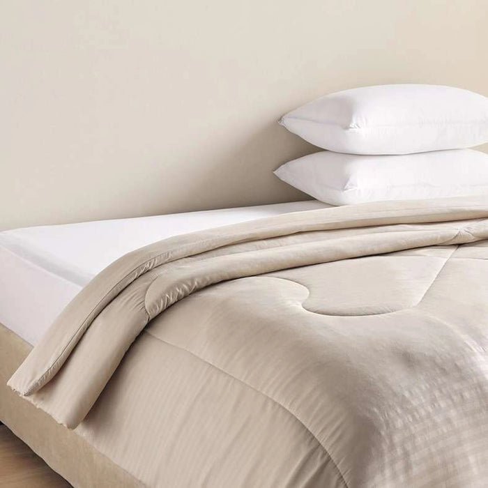 Stria Microfiber Satin Stripe Comforter 220X240Cm - Stone