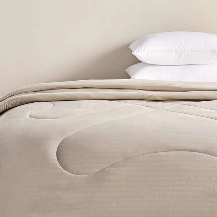 Stria Microfiber Satin Stripe Comforter 220X240Cm - Stone