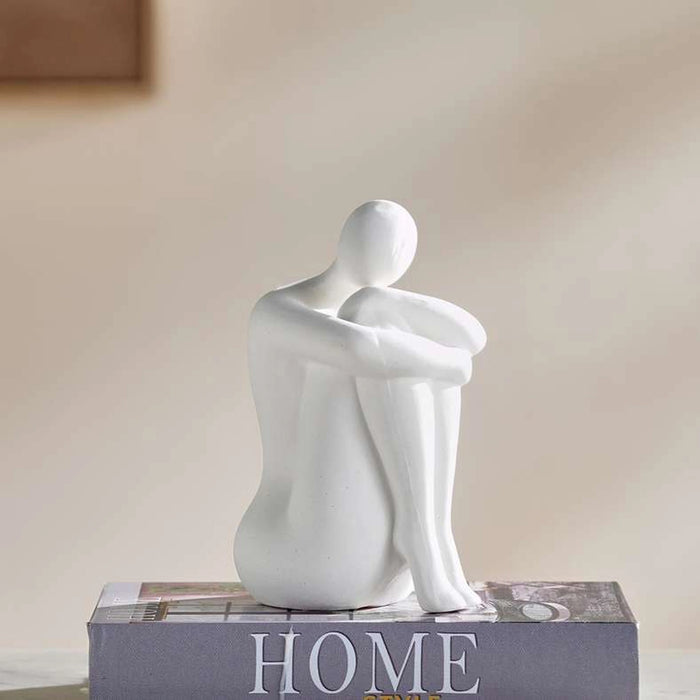 Strolls Ceramic Sitting Girl Figurine 10.8X10X18.8Cm - White