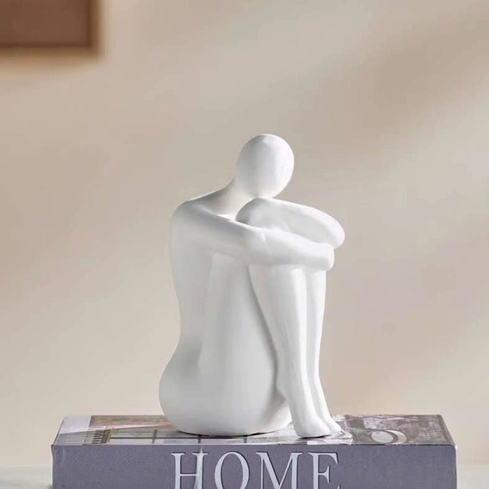 Strolls Ceramic Sitting Girl Figurine 10.8X10X18.8Cm - White