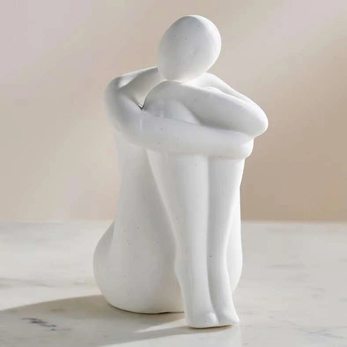 Strolls Ceramic Sitting Girl Figurine 10.8X10X18.8Cm - White