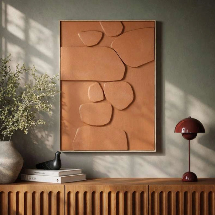 Stuck Hand Painted Canvas Wall Art 80X100Cm - Brown