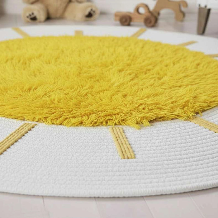 Sun Fun Tufted Long Staple Cotton Round Rug 100Cm R -Yellow