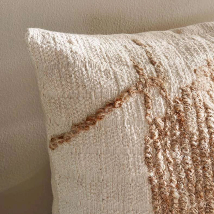 Sundown Wool Embroidered Down Alternative Filled Cushion 50X50Cm - Natural