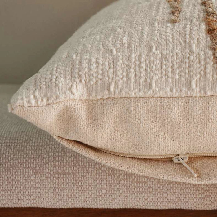 Sundown Wool Embroidered Down Alternative Filled Cushion 50X50Cm - Natural